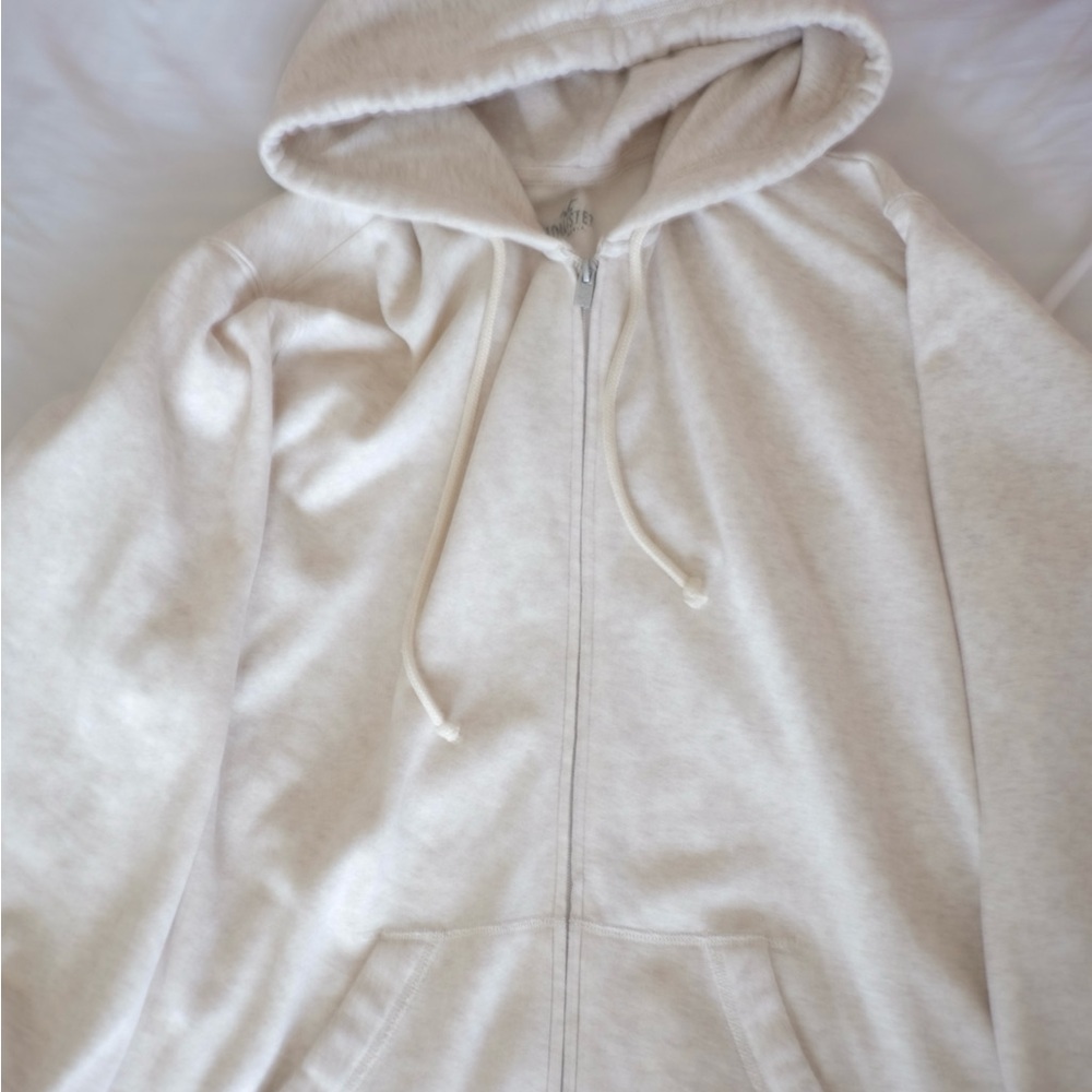 Hollister Cream Zip-Up Hoodie